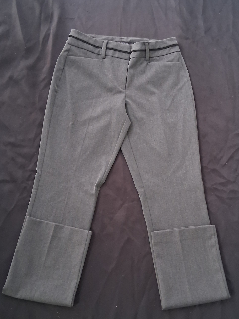 Cuffed Ankle Dress Pants in Gray for Women